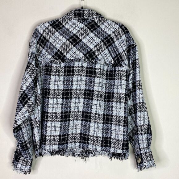 Zara Structured Frayed Tweed Button Front Overshirt Women's Size Medium - Picture 7 of 8